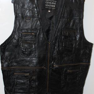 Leather biker vest